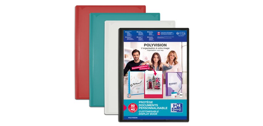 Protège-documents Oxford Polyvision A4 80 vues / 40 pochettes couverture polypro opaque assorti