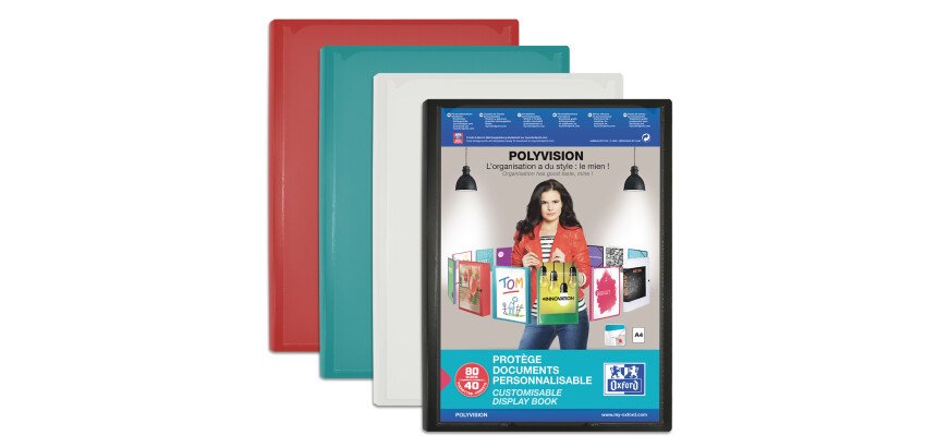 Protège-documents Oxford Polyvision A4 80 vues / 40 pochettes couverture polypro opaque assorti