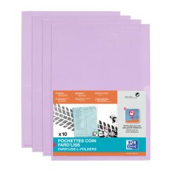 Sachet de 10 pochettes-coin Oxford fard'liss a4 pvc lisse épaisseur 20/100ème violet