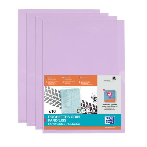 Sachet de 10 pochettes-coin Oxford fard'liss a4 pvc lisse épaisseur 20/100ème violet