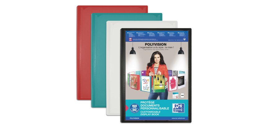 Protège-documents Oxford Polyvision A4 160 vues / 80 pochettes couverture polypro opaque coloris assortis