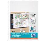 Sachet de 10 pochettes perforées Oxford a3 paysage plié en a4 pvc lisse épaisseur 9/100ème incolore
