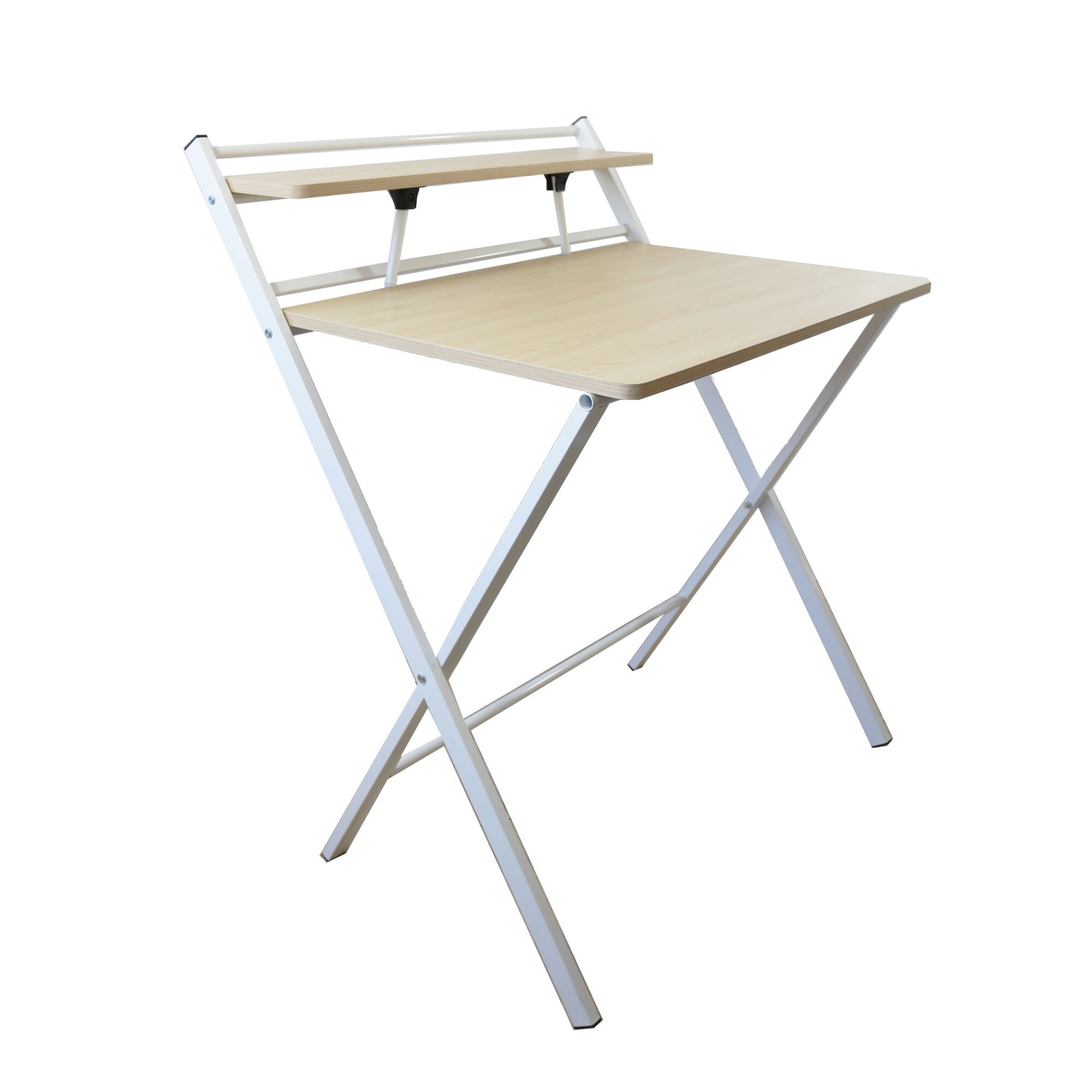 bureau pliable homy blanc/hêtre 91,5 cm x 75 x 62 cm