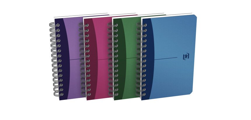 Carnet Oxford office Urban mix 9cm x 14cm petits carreaux 5mm 180 pages reliure spirale couverture polypro coloris assortis