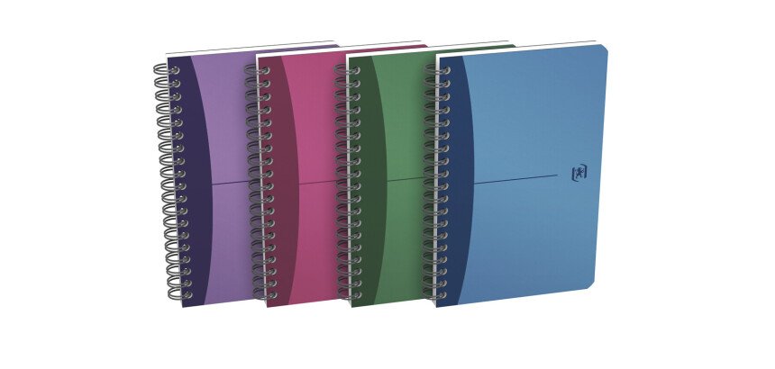 Carnet Oxford office Urban mix 11cm x 17cm petits carreaux 5mm 180 pages reliure spirale couverture polypro coloris assortis