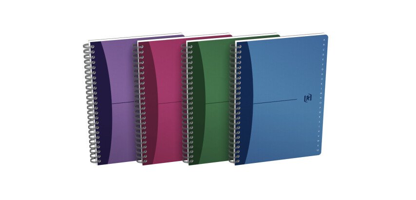 Répertoire Oxford office Urban mix A5 ligné 7mm 180 pages reliure spirale couverture polypro coloris assortis