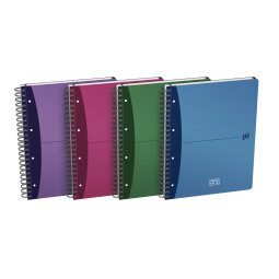 Cahier Oxford europeanbook office urban mix a4+ ligné 7mm 240 pages reliure spirale couverture polypro coloris assortis