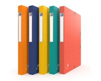 Boîte Oxford capacité standard boston 24x32 dos 25mm avec élastique couverture carte coloris assortis