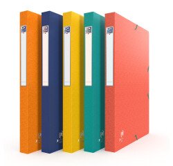 Boîte Oxford capacité standard boston 24x32 dos 25mm avec élastique couverture carte coloris assortis
