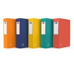 Boîte Oxford grande capacité boston 24x32cm dos 80mm avec élastique couverture carte coloris assortis