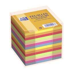 Distributeur bloc cube pense-bête Oxford 9x9cm 680 feuilles unies colorées coloris assortis