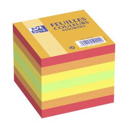 Bloc cube Oxford pense-bête 9x9cm 680 feuilles unies assorties