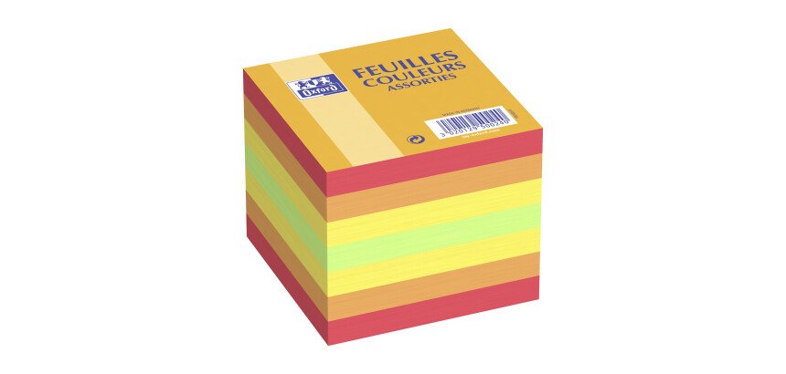 Bloc cube Oxford pense-bête 9x9cm 680 feuilles unies assorties