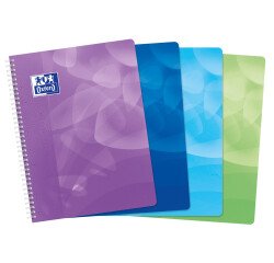 Cahier Oxford Lagoon 24x32cm grands carreaux Seyès 100 pages reliure spirale couverture polypro coloris assortis