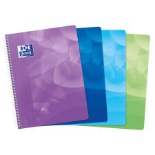 Cahier Oxford lagoon 24x32cm grands carreaux seyès 160 pages reliure spirale couverture polypro coloris assortis