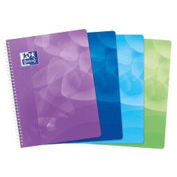 Cahier Oxford lagoon 24x32cm grands carreaux seyès 160 pages reliure spirale couverture polypro coloris assortis