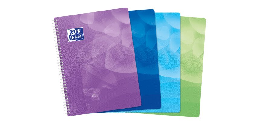 Cahier Oxford lagoon 24x32cm grands carreaux seyès 160 pages reliure spirale couverture polypro coloris assortis