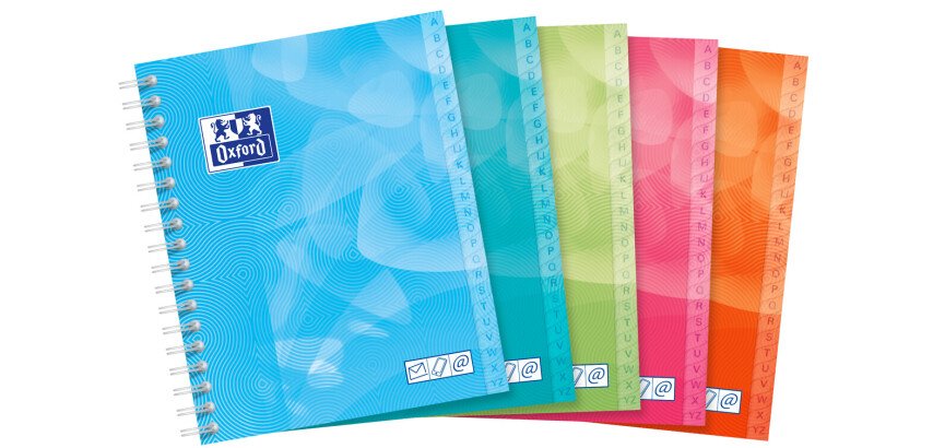 Répertoire Oxford lagoon 11x17cm 160 pages reliure spirale couverture polypro coloris assortis