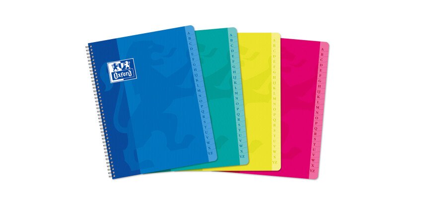 Répertoire Oxford Color Life 17x22cm petits carreaux 5mm 180 pages reliure spirale couverture carte coloris assortis