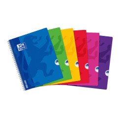 Cahier Oxford openflex 24x32cm grands carreaux seyès 180 pages reliure spirale couverture polypro coloris assortis