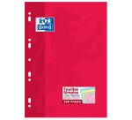 Feuilles simples Oxford a4 grands carreaux seyès 200 pages étui carte rouge coloris assortis