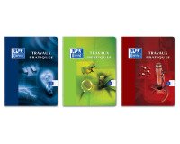 Cahier Oxford de travaux pratiques 17x22cm grands carreaux seyès/uni blanc 96 pages agrafées couverture carte coloris assortis