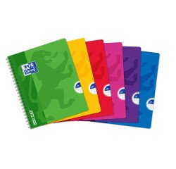 Cahier Oxford openflex 17x22cm grands carreaux seyès 180 pages reliure spirale couverture polypro coloris assortis