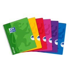 Cahier Oxford openflex 17x22cm grands carreaux seyès 180 pages reliure spirale couverture polypro coloris assortis