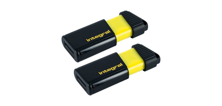 Integral pack de 2 clés USB Pulse 64 Go Usb 2.0 (USB-A) noir/jaune