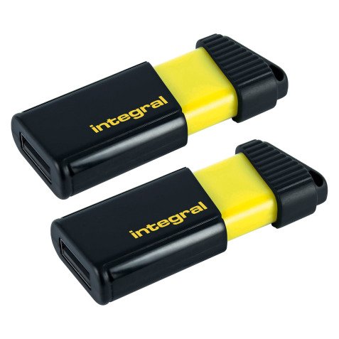 Integral pack de 2 clés USB Pulse 64 Go Usb 2.0 (USB-A) noir/jaune