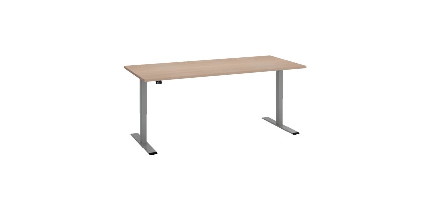 Standing desk Ecla Ergo with electric height adjustment, grey aluminum base.