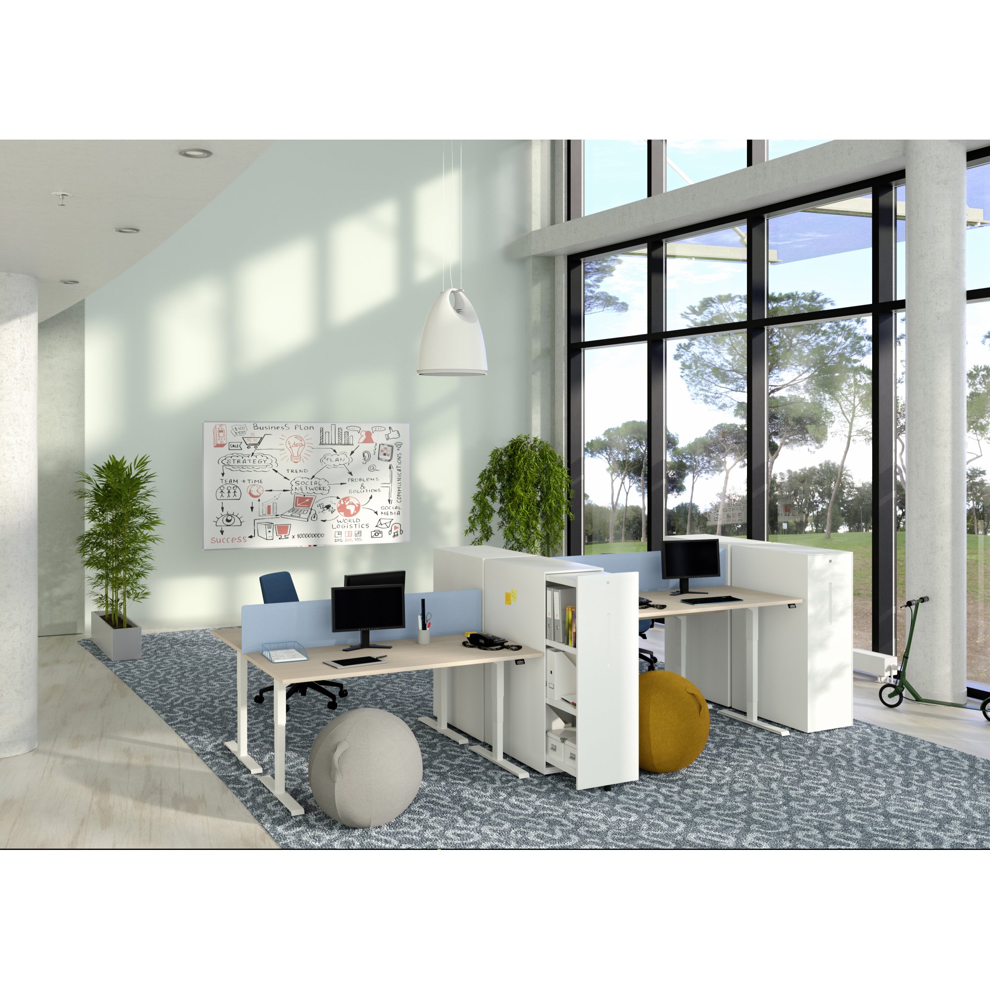 Bureau réglable en hauteur électrique chêne clair Premium 140 x 80 cm - Arch