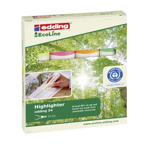 Subrayadores fluorescentes edding EcoLine 24 - Estuche con 4 colores