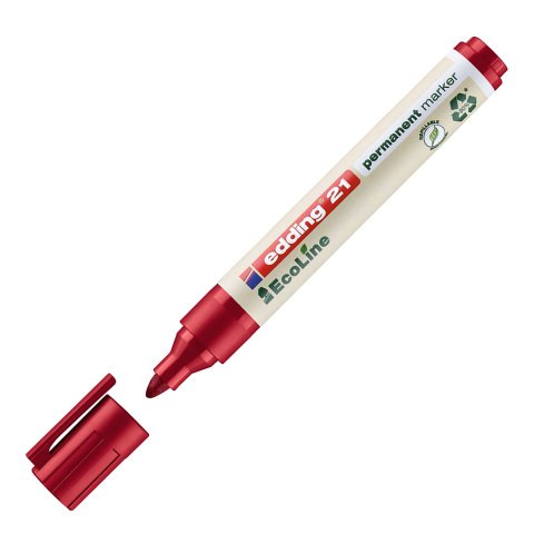 Rotulador permanente ecológico edding Ecoline 21 90% reciclado rojo