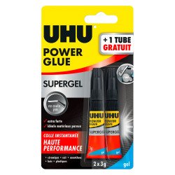 Pack 1 Tube Kleber 3 g Uhu Power Glue Gel + 1 Gratis