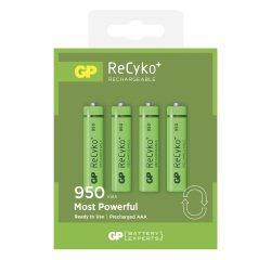 Pilas recargables LR03 AAA 950 mAh  GP ReCyKo - Blister de 4 pilas