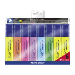 Pack of 6 markers Textsurfer Staedtler + 2 for free 