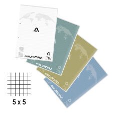 Blocs de cours Splendid recyclé A4 210 x 297 mm - quadrillé 5 x 5 - 100 feuilles