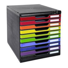 Classifying module with lock and key Exacompta Modulo 10 drawers multicolored