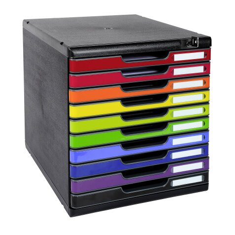 Classifying module with lock and key Exacompta Modulo 10 drawers colored