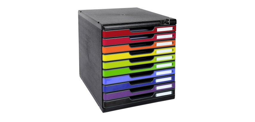 Module de classement avec fermeture à clé Exacompta Modulo 10 tiroirs - multicolore