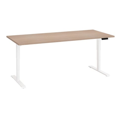 Mesa eléctrica regulable en altura Ecla Ergo Premium 180 x 80 cm roble claro patas blancas