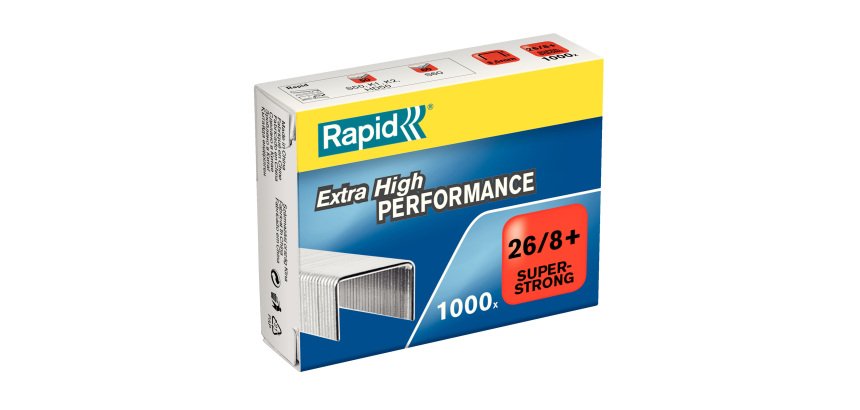 Agrafes Rapid 26/8+ SuperStrong galvanisée - Boîte de 1000