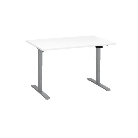 Mesa eléctrica regulable en altura Ecla Ergo Premium 120 x 80 cm blanca patas aluminio