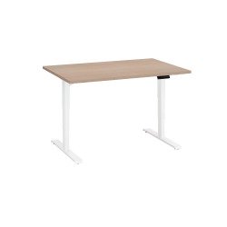 Bureau réglable en hauteur électrique chêne clair Ergo Premium 120 x 80 cm - Arch - blanc
