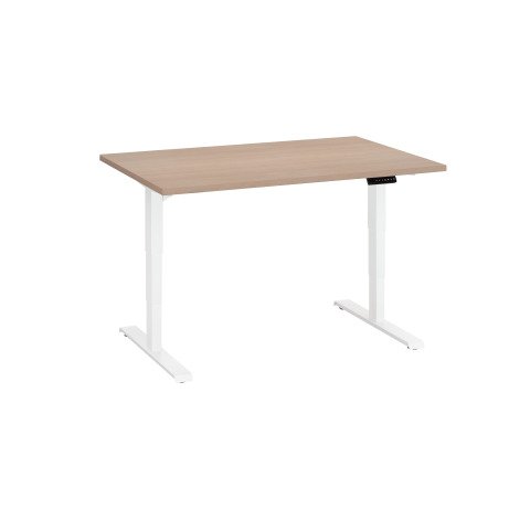 Mesa eléctrica regulable en altura Ecla Ergo Premium 120 x 80 cm roble claro patas blancas