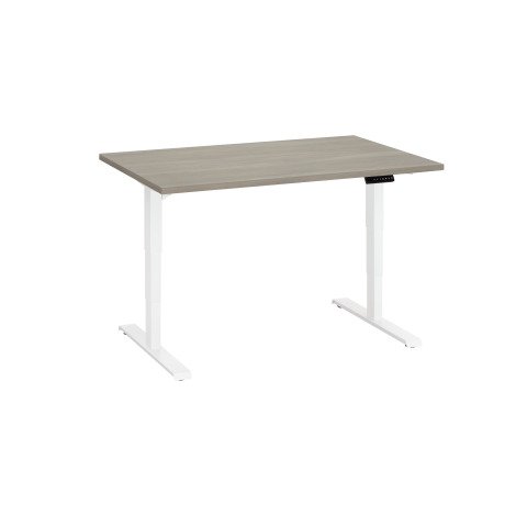 Mesa eléctrica regulable en altura Ecla Ergo Premium 120 x 80 cm roble gris patas blancas