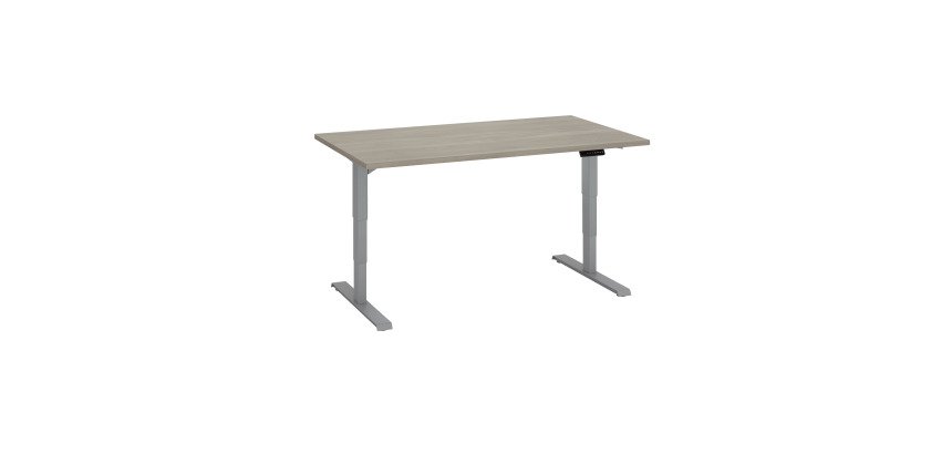 Bureau réglable en hauteur électrique chêne gris Ergo Premium 140 x 80 cm - Arch