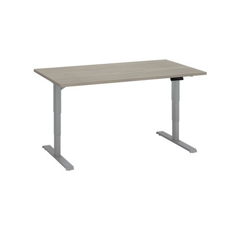 Mesa eléctrica regulable en altura Ecla Ergo Premium 140 x 80 cm roble gris patas aluminio