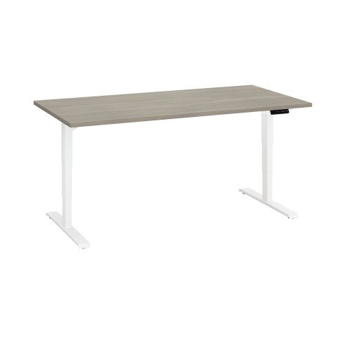 Mesa eléctrica regulable en altura Ecla Ergo Premium 160 x 80 cm roble gris patas blancas